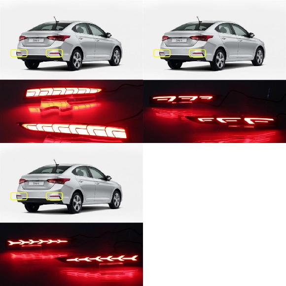 2ピース LED リア バンパー リフレクター ライト 適用: ヒュンダイ/現代/HYUNDAI アクセント ソラリス 2017 2018 ドライビング ライト+ブレーキ ライト モデル A～モデル C AL-MM-5783 AL Car light