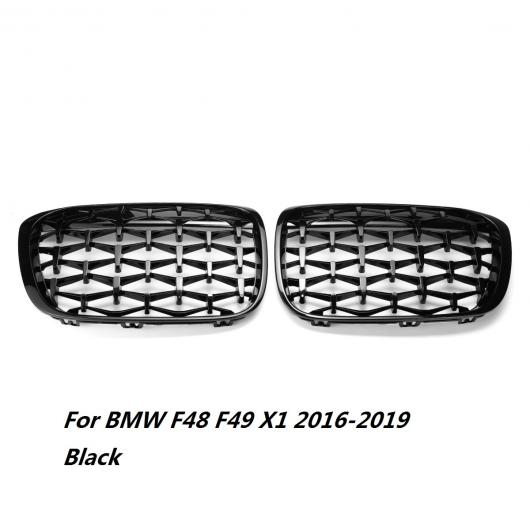 2ピース フロント ひし形 スタイル グリル 適用: BMW F48 F49 X1 2016 2017 2018 2019 レーシンググリル ブラック AL-NN-1009 AL Exterior parts for cars｜オートパーツエージェンシー2号店
