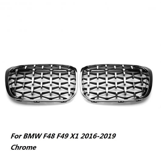 2ピース フロント ひし形 スタイル グリル 適用: BMW F48 F49 X1 2016 2017 2018 2019 レーシンググリル クローム AL-NN-1009 AL Exterior parts for cars 19,447円