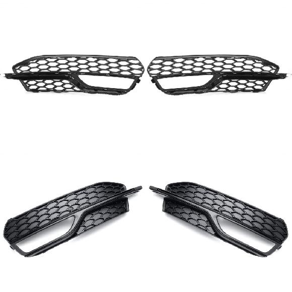 ABS 右/左 フロント バンパー フォグライト メッシュ グリル 適用: アウディ/AUDI A3 S-ライン 2014 2015 2016 A3 S3 2013 2014 2015 2016 2017 ブラック 左・右 AL-NN-1068 AL Exterior parts for cars
