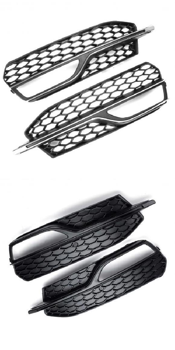 ABS 右/左 フロント バンパー フォグライト メッシュ グリル 適用: アウディ/AUDI A3 S-ライン 2014 2015 2016 A3 S3 2013 2014 2015 2016 2017 ブラック ペア AL-NN-1068 AL Exterior parts for cars|オートパーツエージェンシー2号店