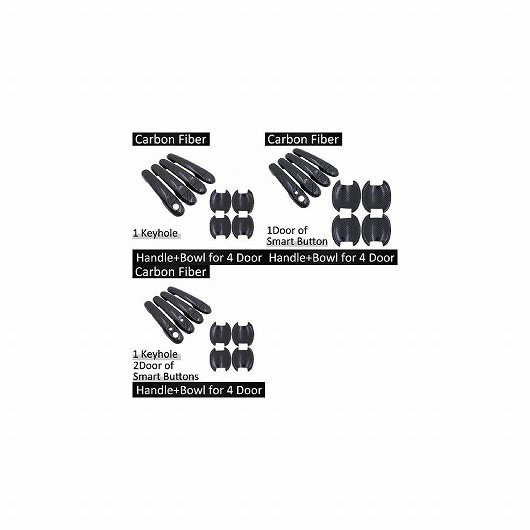 ブラック カーボンファイバー ドア ハンドル カバー トリム セット 適用: 日産 マイクラ K13 2011～2019 ステッカー 2012 ハンドルボウルボタンなし～ハンドルボウル 2ボタン AL-NN-2704 AL Exterior parts for cars