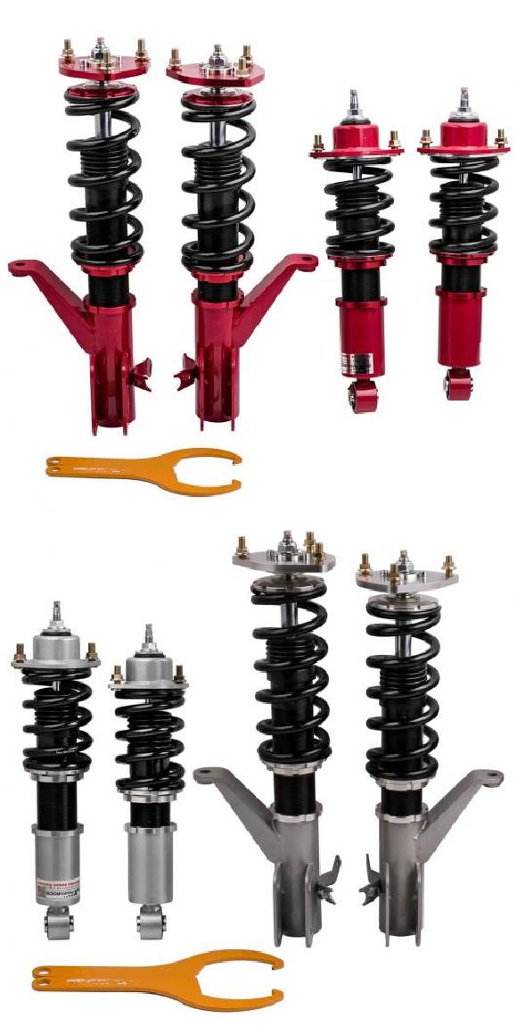 4ピース コイルオーバー 適用: ホンダ シビック アキュラ/ACURA RSX コイル スプリング ストラット EM2 2001 2002 2003-2005 ショックアブソーバー コイルオーバー レッド・グレー AL-NN-3099 AL Car parts