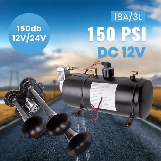 150DB 4 トランペット エア ホーン ホーン スピーカー 12V/24V 適用: トレイン トラック ボート コンパクト トラック ボート ホーン スピーカー AL-NN-4905 AL Car parts