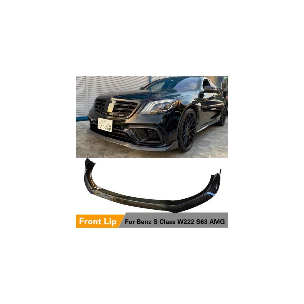 カーボンファイバー フロント バンパー リップ 適用: メルセデス・ベンツ S クラス W222 S63 AMG 2018-2020 フロント バンパー リップ スポイラー スプリッター ガード AL-NN-7807 AL Exterior parts for cars