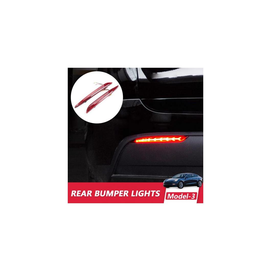 2ピース LED リア バンパー リフレクター ライト トランク テール セーフティー ワーニング ルミナス ブレーキ ランプ 適用: テスラ/TESLA モデル 3 2021 アクセサリー AL-OO-1111 AL Car light