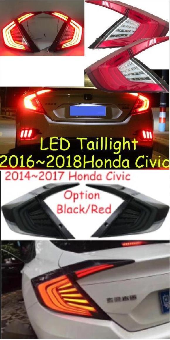 2ピース スタイリング ヘッドライト 適用: シビック 10世代 DRL 2016 2017 2018 LED ランニング レッド テールライト・ブラック テールライト ホンダ シビック 2016-2018 AL-OO-0338 AL Car light