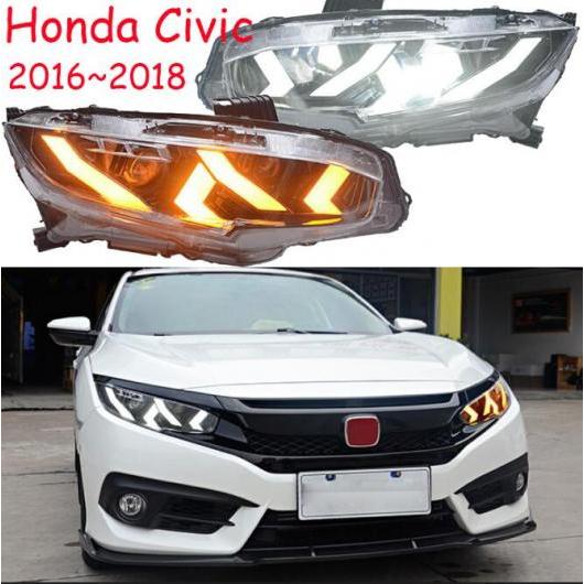2ピース スタイリング ヘッドライト 適用: シビック 10世代 DRL 2016 2017 2018 LED ランニング ライト BI-キセノン ビーム 2ピース ヘッドライト ホンダ シビック 2016-2018 AL-OO-0405 AL Car light
