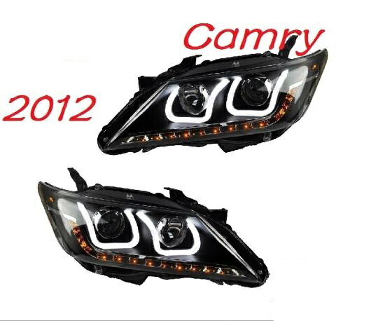 2ピース 適用: カムリ ヘッドライト 2012 2013 2014 テールライト DRL BI キセノン レンズ レッド テールライト・ブラック トヨタ カムリ 2012-2014 LED テールライト AL-OO-0487 AL Car light
