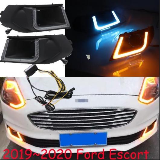 1セット バンパー ヘッドライト 適用: フォード/FORD エスコート デイタイム ライト 2019-2020 LED DRL ヘッドランプ ホワイト イエローブルー フォード エスコート 2019-2020 AL-OO-0710 AL Car light