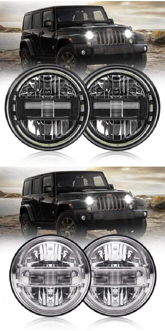 7インチ LED ヘッドライト 適用: ラーダ/LADA ニーヴァ 4&times;4 H4 ハイ ロー ビーム ラウンド ヘッドランプ ランニング ライト ジープ/JEEP 2ピース ブラック・2ピース シルバー AL-OO-0859 AL Car light｜オートパーツエージェンシー2号店
