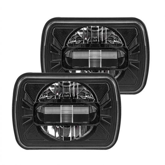 2ピース LED 5×7インチ 7×6インチ ハイ/ロー ビーム スクエア ヘッドライト 適用: ジープ/JEEP チェロキー/CHEROKEE XJ ラングラー トラック 4×4 2ピース ブラック 90W AL-OO-0892 AL Car light