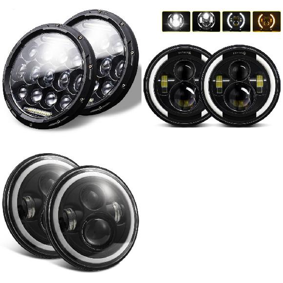2ピース 7 インチ 300W LED ラウンド ヘッドライト 適用: スズキ サムライ SJ410 DRL HI LO ビーム ヘッドランプ ラーダ/LADA A ヘッドライト 2ピース～C ヘッドライト 2ピース AL-OO-0896 AL Car light