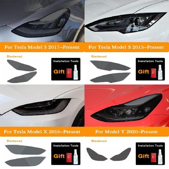 2ピース 適用: テスラ/TESLA モデル 3 X Y S ヘッドライト TINT スモーク ブラック 保護 フィルム 保護 クリア TPU ステッカー アクセサリー モデル 3 B～モデル Y B AL-OO-1372 AL Exterior parts for cars