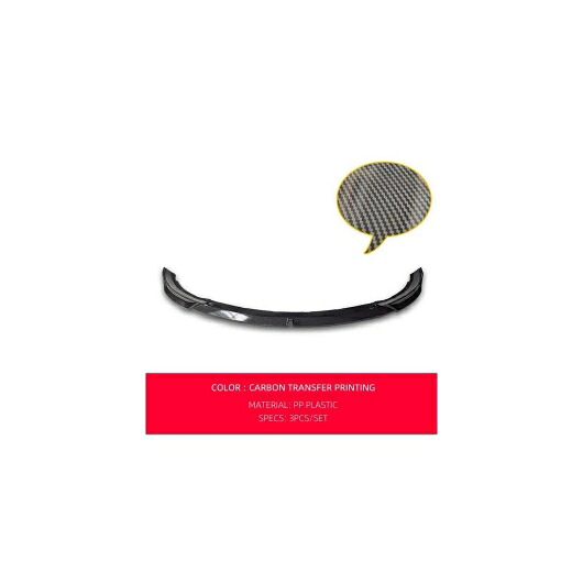 フロント バンパー リップ スポイラー チン 適用: テスラ/TESLA モデル 3 2019 20 21 PP プラスチック 光沢ブラック カーボン スプリッタ 3ピース カーボン調 AL-OO-1379 AL Exterior parts for cars