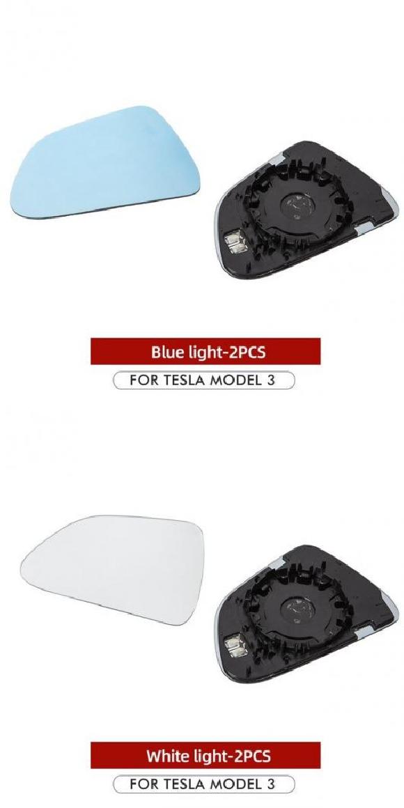 1ペア サイド バックミラー ミラー ブルー ガラス レンズ 適用: テスラ/TESLA モデル 3 アクセサリー 左ハンドル/右 サイド ミラー ワイド ブルー ライト・ホワイト ライト AL-OO-1514 AL Exterior parts for cars