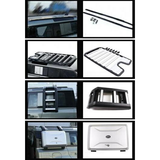 アルミニウム 合金 トップ ルーフ ラック レール ラゲッジ ボックス 折りたたみ ラダー 装置 ボックス 適用: ランド ローバー/ROVER ディフェンダー 2020 2021 2022 4 イン 1 セット AL-OO-2850 AL Car parts