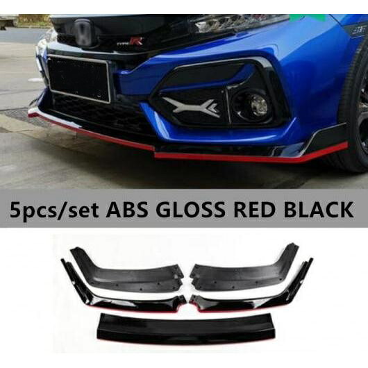5ピース ABS ペイント カーボンファイバー フロント バンパー スポイラー リップ スプリッター カバー 適用: ホンダ シビック ハッチバック 2017 2018 2019 2020 ABS 光沢 レッド ブラック AL-OO-2891 AL Exterior parts for cars