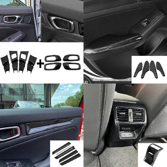 ギア シフト ノブ カバー シフト ABS カーボンファイバー ステッカー デコレーション 適用: ホンダ シビック 11世代 2021 2022+ インテリア タイプ003～タイプ009 AL-OO-4820 AL Car parts