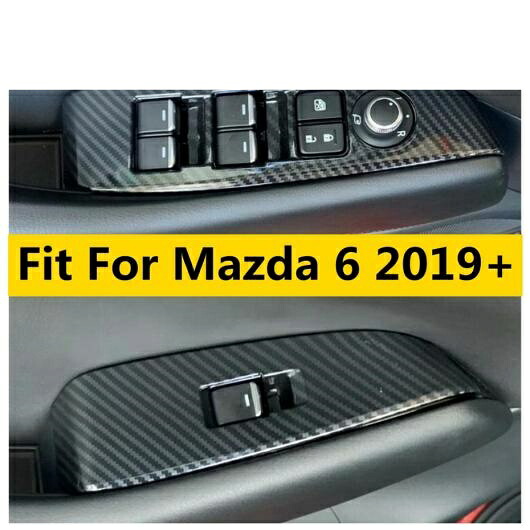 適用: MAZDA6 2019-2021 インナー ドア アームレスト ハンドル ウインドウ リフト スイッチ ボタン パネル カバー トリム ABS カーボンファイバー インテリア アクセサリー AL-OO-5117 AL Interior parts for cars
