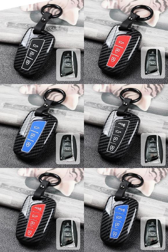 キー カバー ケース 適用: ヒュンダイ/現代/HYUNDAI サンタフェ DM IX35 IX45 エクウス ジェネシス G80 アゼーラ グレンジャー HG グランド 3ボタン ブラック～4ボタン ブルー AL-OO-6336 AL Interior parts for cars