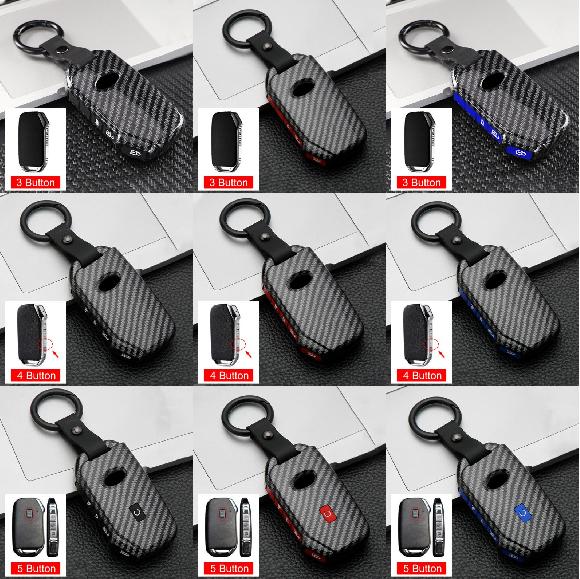キー カバー ケース 適用: 起亜 セルトス K5 スポーテージ 4 シード ソレント 4 セラトー フォルテ ニロ テルライド 2017 3ボタン カーボン ブラック～5ボタン カーボン ブルー AL-OO-6339 AL Interior parts for cars