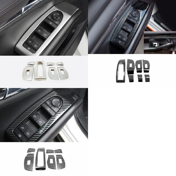 適用: MAZDA3 2019 2020 ステンレス スチール ドア ウインドウ ガラス リフト コントロール スイッチ パネル カバー トリム アクセサリー 7ピース ブラック～カーボン調 AL-OO-6864 AL Interior parts for cars