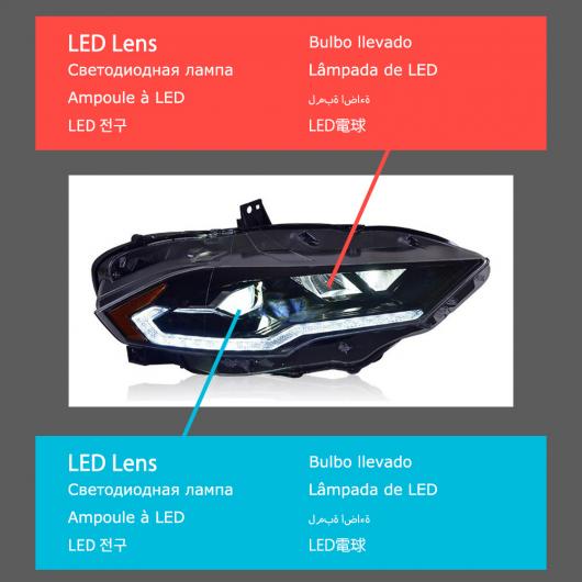 ヘッド ランプ 適用: マスタング LED ヘッドライト 2018-2019 ヘッドライト マスタング DRL ウインカー ハイ ビーム エンジェル アイ プロジェクター レンズ LED AL-OO-7851 AL Car light｜オートパーツエージェンシー2号店