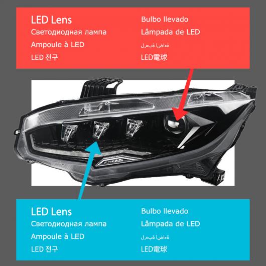 ヘッド ランプ 適用: ホンダ シビック G10 LED ヘッドライト 2016-2018 ヘッドライト シビック G10 DRL ウインカー ハイ ビーム エンジェル アイ プロジェクター フル LED AL-OO-7935 AL Car light｜オートパーツエージェンシー2号店