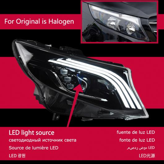 ヘッド ランプ 適用: メルセデス・ベンツ ヴィト LED ヘッドライト 2015-2019 ヘッドライト ヴィト V260 DRL ウインカー ハイ ビーム エンジェル アイ プロジェクター レンズ ヴィト AL-OO-7950 AL Car light