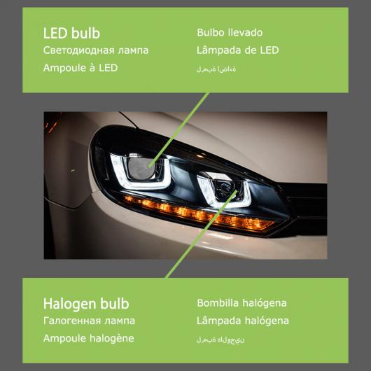 ヘッド ランプ 適用: VW ゴルフ 6 LED ヘッドライト 2009-2012 ヘッドライト ゴルフ 6 DRL ウインカー ハイ ビーム エンジェル アイ プロジェクター レンズ LED AL-OO-8021 AL Car light