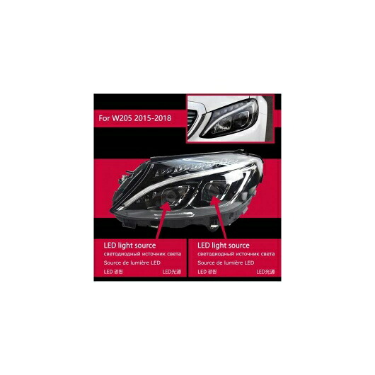 ヘッド ランプ 適用: メルセデス・ベンツ W205 LED ヘッドライト 2014-2020 ヘッドライト C200 C260 C300 DRL ウインカー ハイ ビーム エンジェル アイ プロジェクター レンズ フル LED AL-OO-7779 AL Car light|オートパーツエージェンシー2号店