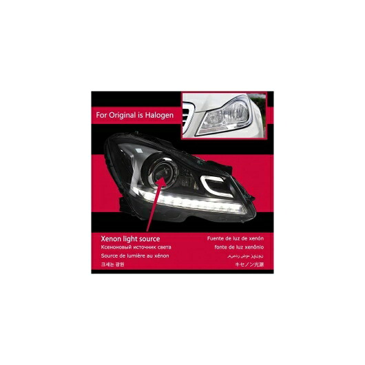 ヘッド ランプ 適用: メルセデス・ベンツ W204 LED ヘッドライト 2011-2013 ヘッドライト C200 C260 C300 DRL ウインカー ハイ ビーム エンジェル アイ プロジェクター レンズ LED AL-OO-8002 AL Car light