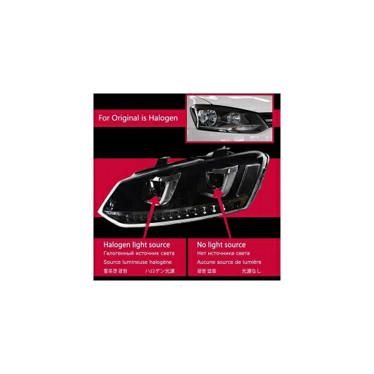 ヘッド ランプ 適用: VW ポロ LED ヘッドライト 2010-2017 ヘッドライト ポロ DRL ウインカー ハイ ビーム エンジェル アイ プロジェクター レンズ ヘッドライト バルブなし AL-OO-8020 AL Car light