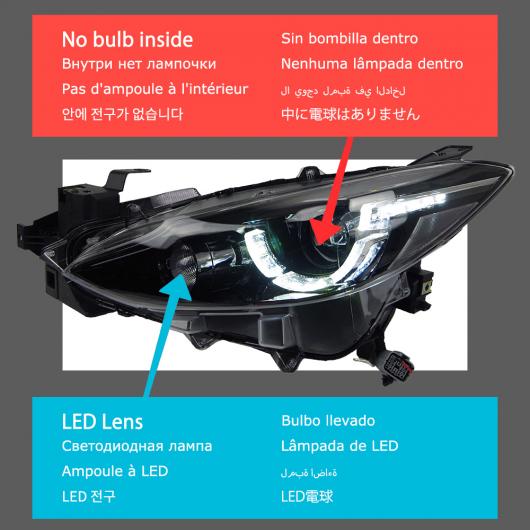 ヘッド ランプ 適用: MAZDA3 アクセラ LED ヘッドライト 2014-2016 ヘッドライト MAZDA3 DRL ウインカー ハイ ビーム エンジェル アイ プロジェクター レンズ バルブなし インサイド AL-OO-8147 AL Car light