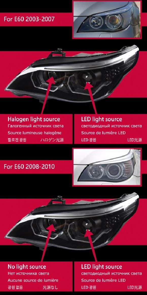 ヘッド ランプ 適用: E60 LED ヘッドライト 2003-2010 ヘッドライト E60 DRL ウインカー ハイ ビーム エンジェル アイ プロジェクター レンズ 2003-2007・2008-2010 AL-OO-7773 AL Car light｜オートパーツエージェンシー2号店 208,700円