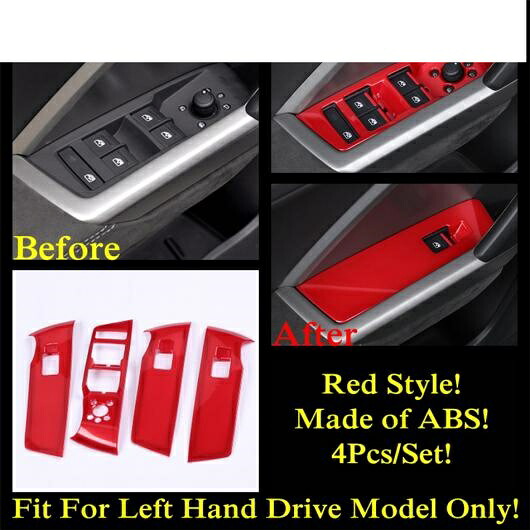 ドア ウインドウ リフト ボタン スイッチ パネル カバー キット トリム ABS/ステンレス スチール インテリア アクセサリー 適用: アウディ/AUDI Q3 F3 2019-2022 レッド AL-PP-0042 AL Interior parts for cars 20,903円