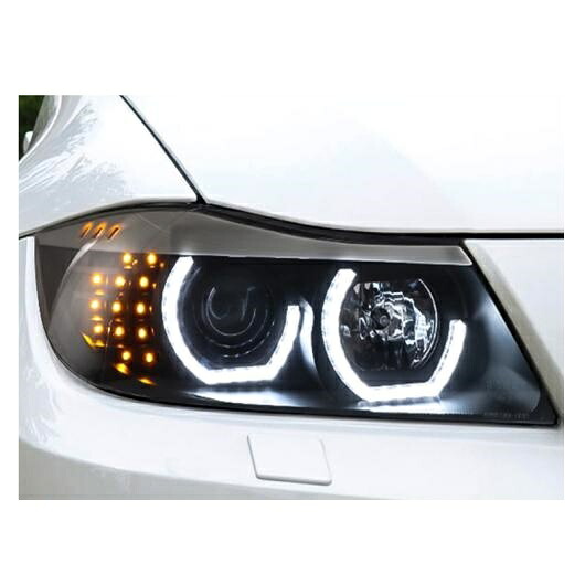 適用: BMW E90 ヘッドライト 2005-2012 320i 318i 323i 325i ヘッドライト DRL HID ヘッド ランプ エンジェル アイ バイキセノン ビーム アクセサリー ロー ビームバルブなし AL-OO-8273 AL