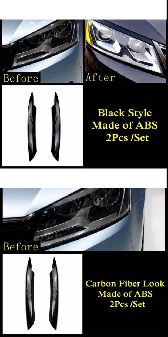 2ピース ABS ヘッドライト アイブロー ヘッドランプ アイリッド カバー トリム 適用: フォルクスワーゲン/VOLKSWAGEN 適用: パサート B7 2010-2014 ヘッド ライト ランプ ブラック・カーボン調 AL-PP-0177 AL Car parts 9,013円