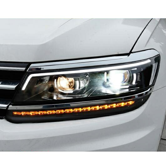 適用: VW ティグアン ヘッドライト 2017 ティグアン ヘッド ランプ LED DRL バイキセノン レンズ HID キット ヘッドライト ダイナミック ウインカー 6000K AL-OO-8761 AL Car light