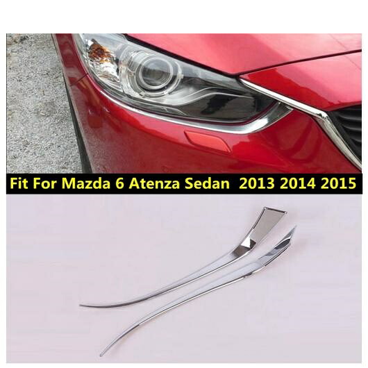 2ピース クローム アクセサリー 適用: MAZDA6 アテンザ セダン 2013 2014 2015 フロント ヘッド ライト ランプ アイリッド アイブロー ストリップ インテリア カバー キット トリム AL-PP-0679 AL Exterior parts for cars|オートパーツエージェンシー2号店