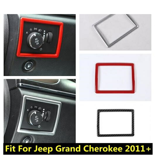 適用: ジープ/JEEP グランド チェロキー/CHEROKEE 2011-2019 ヘッド ライト ランプ スイッチ ボタン カバー キット トリム ABS カーボンファイバー/レッド/マット アクセサリー AL-PP-0961 AL Interior parts for cars｜オートパーツエージェンシー2号店