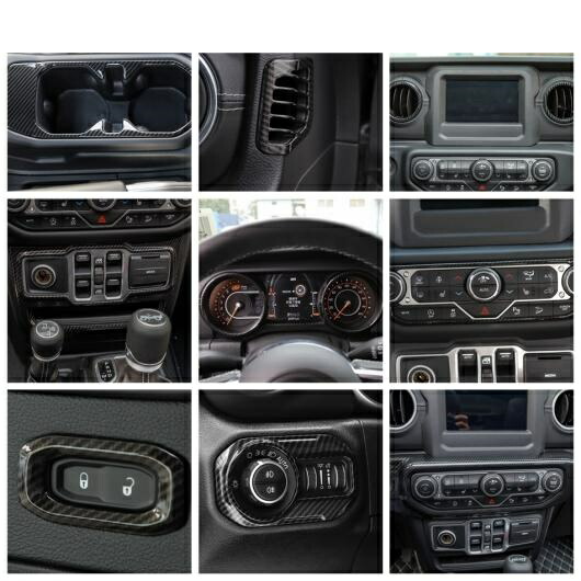 AL カーボン調 適用: ジープ JEEP ラングラー JL 2018-2022 エア AC ダッシュボード セーフティー ベルト バックル インテリア キット カバー トリム AL-PP-1130
