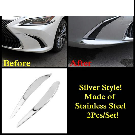 フロント バンパー コーナー プロテクター カバー トリム ブラック/シルバー ステンレス スチール 適用: レクサス ES 2018-2022 F スポーツ シルバー AL-PP-1456 AL Exterior parts for cars
