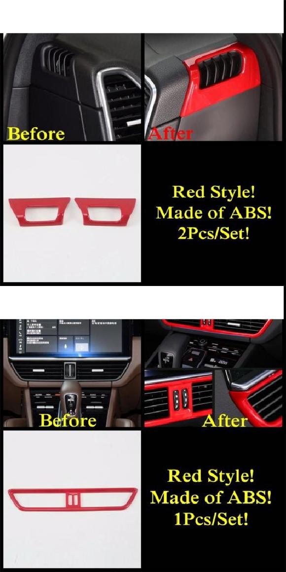 レッド アクセサリー 適用: ポルシェ/PORSCHE カイエン 2018-2022 ABS ダッシュボード エア AC 吹き出し口 ヘッド ライト ランプ ウインドウ リフト ボタン カバー トリム タイプK・タイプN AL-PP-1338 AL Exterior parts for cars