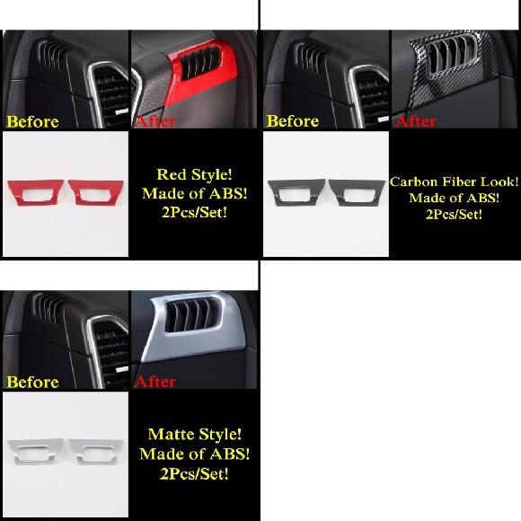 アクセサリー 適用: ポルシェ/PORSCHE カイエン 2018-2022 ABS フロント ダッシュボード サイド エア コンディション AC 吹き出し口 インテリア カバー キット トリム インテリア レッド～マット AL-PP-1649 AL Interior parts for cars