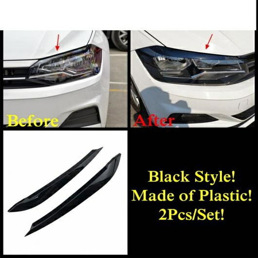 適用: VW フォルクスワーゲン/VOLKSWAGEN ポロ 2019-2022 ヘッド ライト ランプ アイブロー アイリッド カバー トリム カーボンファイバー/ブラック アクセサリー エクステリア ブラック AL-PP-1749 AL Exterior parts for cars画像