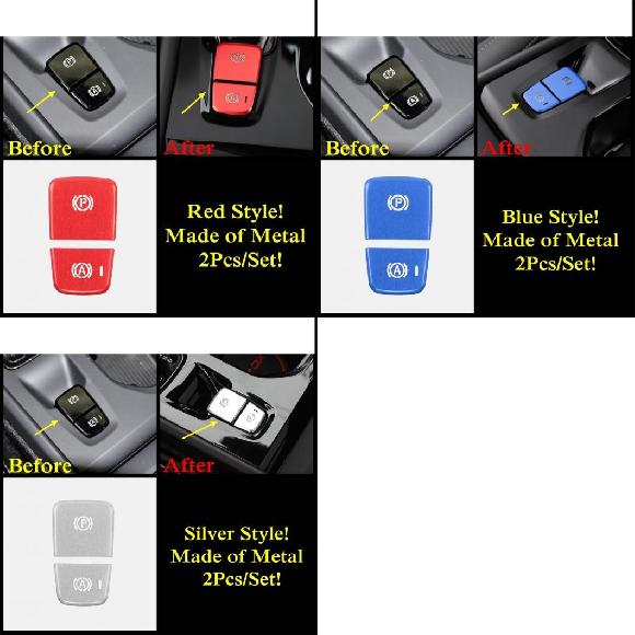 エレクトロニック エレクトリカル パーク ハンド ブレーキ ボタン パネル フレーム ステッカー カバー トリム 金属 アクセサリー 適用: ボルボ/VOLVO XC40 2018-2022 レッド~シルバー AL-PP-1858 AL Interior parts for cars