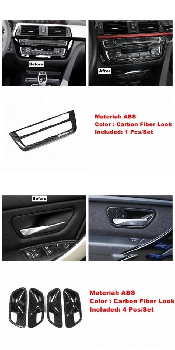 アームレスト ボックス スイッチ/エア AC/ギア パネル カバー トリム 適用: BMW 3 4シリーズ F30 F32 320i 2013-2018 カーボンファイバー インテリア キット タイプH・タイプJ AL-PP-1939 AL Interior parts for cars 17,962円