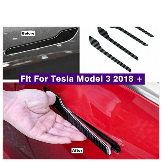 アウトサイド ドア プル ドアノブ ハンドル キャップ カバー トリム 適用: テスラ/TESLA モデル 3 2018-2021 カーボン調 アクセサリー エクステリア AL-OO-9169 AL Exterior parts for cars
